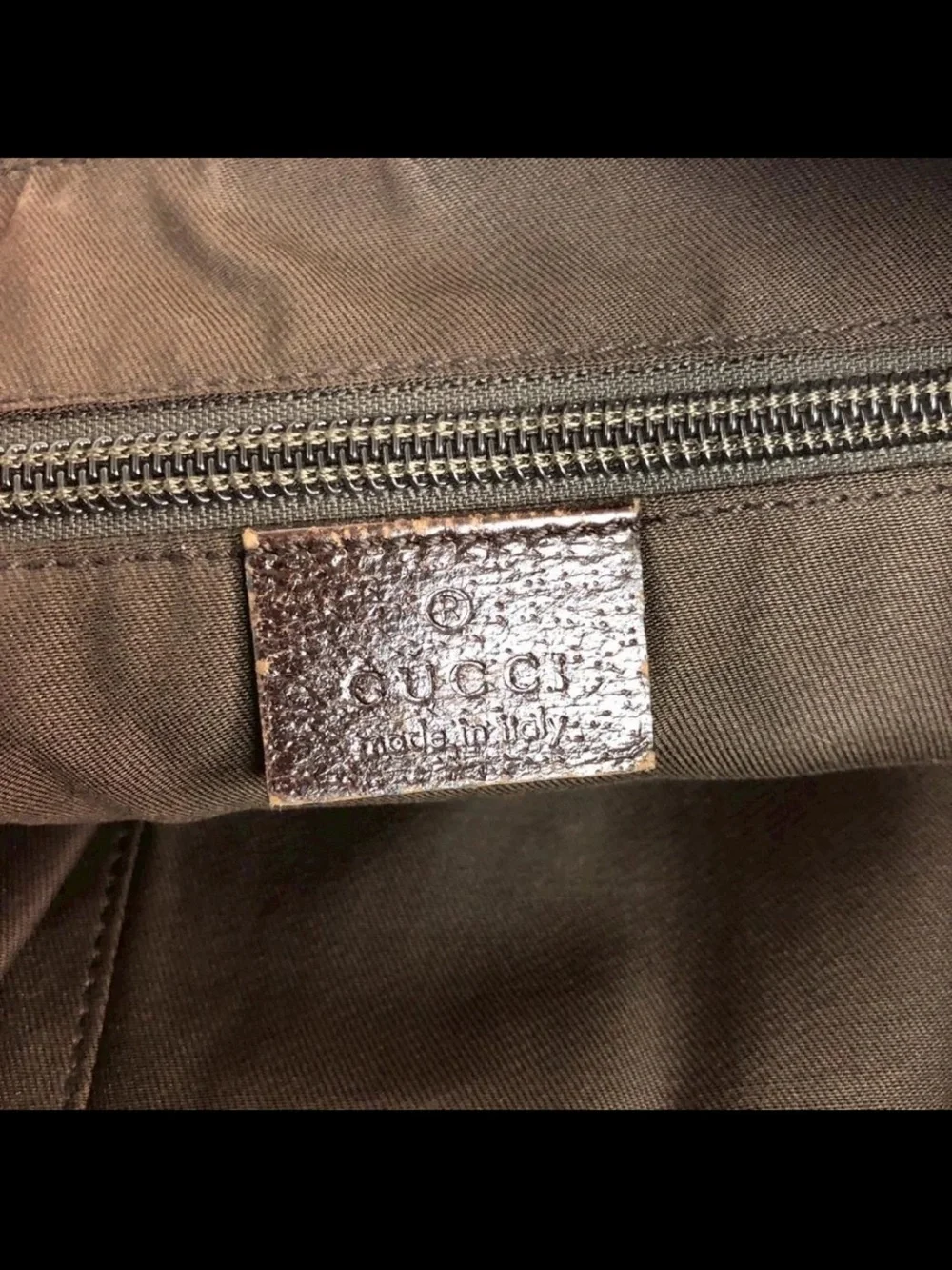 Gucci Beige Brown GG Monogram Crescent Bag with Green/Red Strap